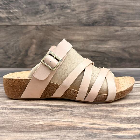 NIB Korks by Kork Ease Aster 9M Light Pink Leather Cork Slide Wedge Sandal - Picture 4 of 11